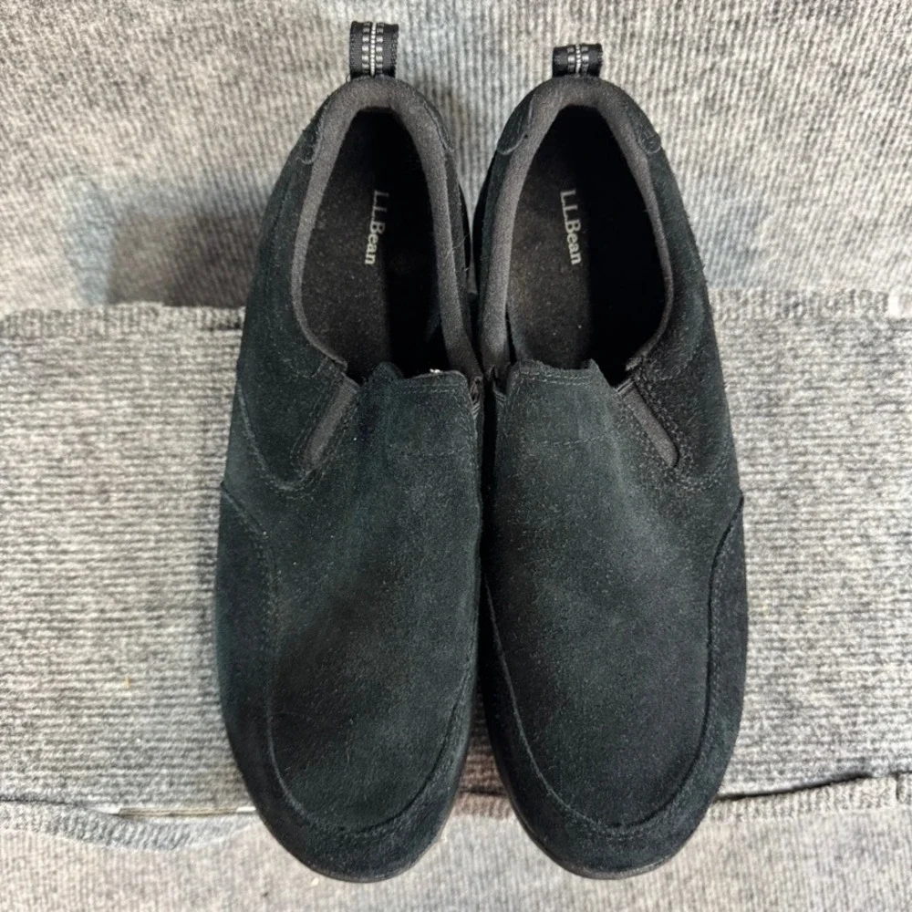 LL Bean Comfort Mocs Black Suede Slip On Walking Shoes Mens 10